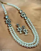 Premium Quality  Pearl And Kundan Necklace Set for Women, White