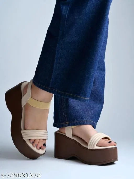 Shoetopia Heel Sandals Cream Size IND-5