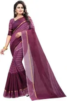 Polycotton Striped Saree for Women 