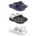 Combo of Clogs with Sliders & Flipflops for Men (Multicolor, 8) (Set of 3)