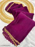Jimmy choo Solid Saree for Women, Wine 