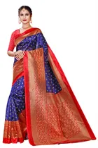 Mysore Silk Printed Saree for Women (Blue, 6.3 m)