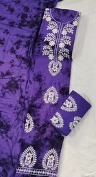 Cotton Tie-Dye Lucknowi Work Unstitched Suit Fabric with Dupatta for Women 