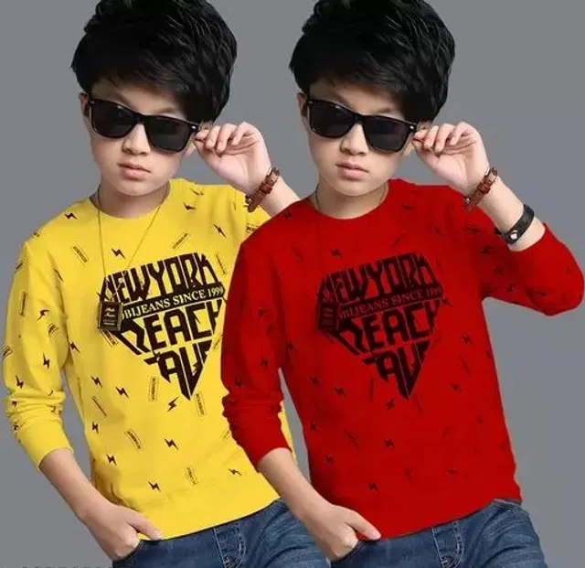 Cotton Blend Round Neck T-Shirts for Boys (Multicolor, 2-3 Years) (Pack of 2)