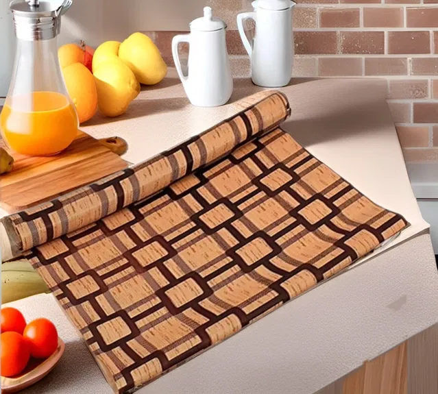 PVC Printed Shelf Mat Roll (Multicolor, 5 m)