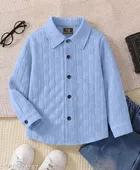 Self Design Cotton Blend Long Sleeves Polo for Boys 