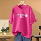 Cotton Blend Printed T-shirt for Women, Pink 