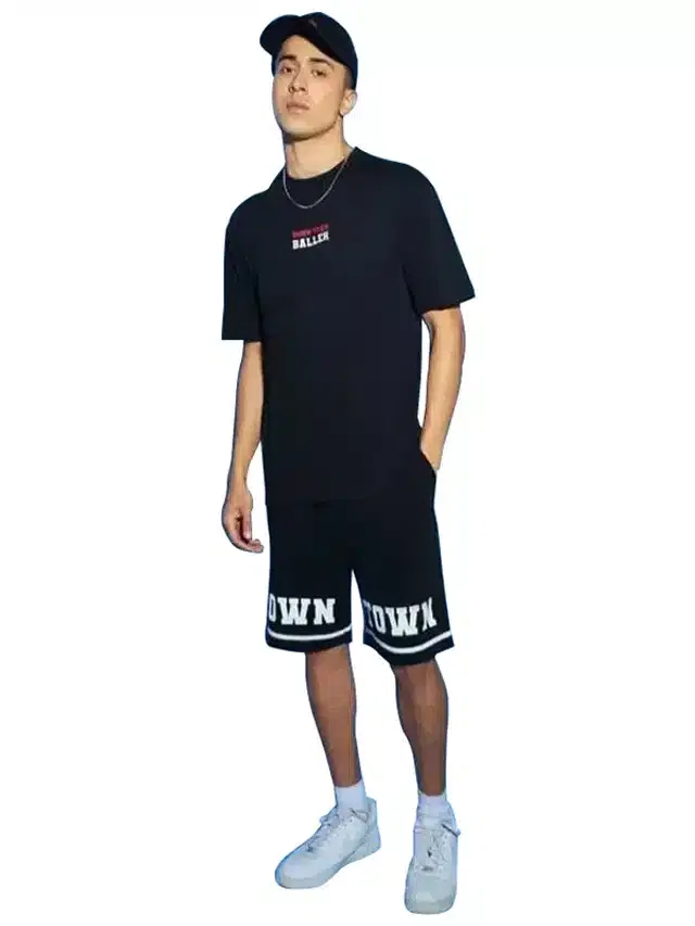 Printed Tracksuit for Men (Black, M)