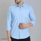 Cotton Blend Solid Shirts for Men, Sky Blue 
