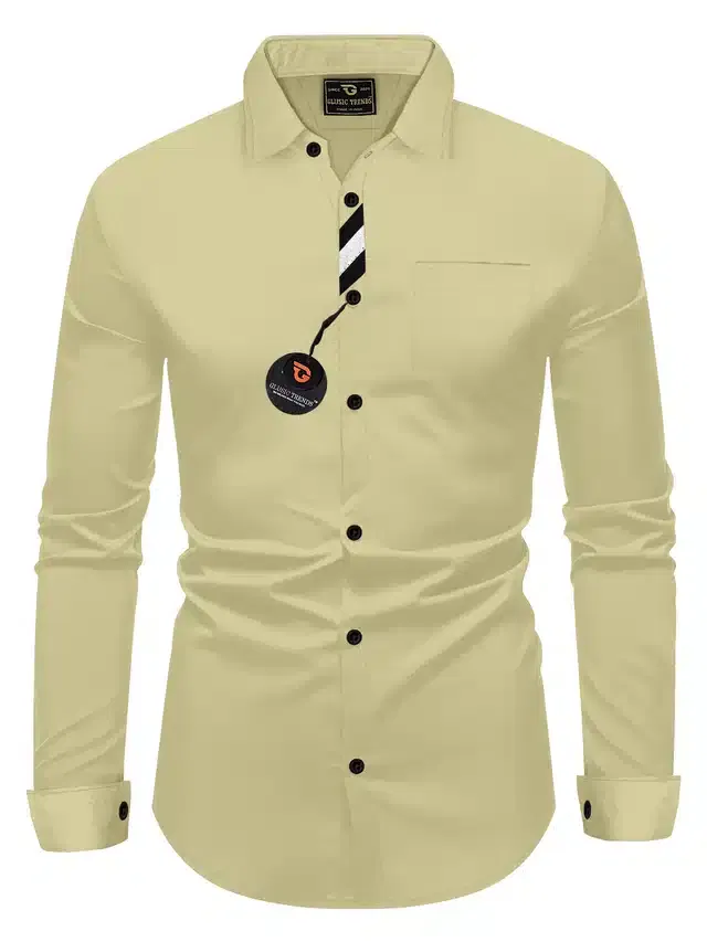 Full Sleeves Shirt for Men (Beige, M)