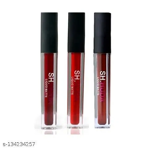Matte Liquid Mousse Beauty Lipstick Combo Pack Of 3 (Red, Maroon, Coffee 9 ml)