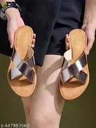 Shoetopia Brown Flat Sandals 