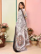 Printed Dola Silk Sequence Boarder Warli Art Saree for Women 