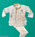 RK TRADERS Solid Embroidered Cotton Kurta Set for Boys 