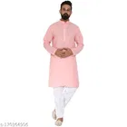 Cotton Blend Solid Kurta with Pyjama for Men 