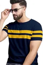 Round Neck Printed T-Shirt for Men, Combo Pack of 2, Grey & Blue, M