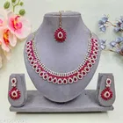 Mehandi Finish Classic Design Partywear Diamond Necklace Set for Women 