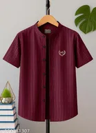 Self Design Cotton Blend Short Sleeve Polo for Boys 