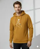 Fleece Printed Hoodie for Men ,Mustard 