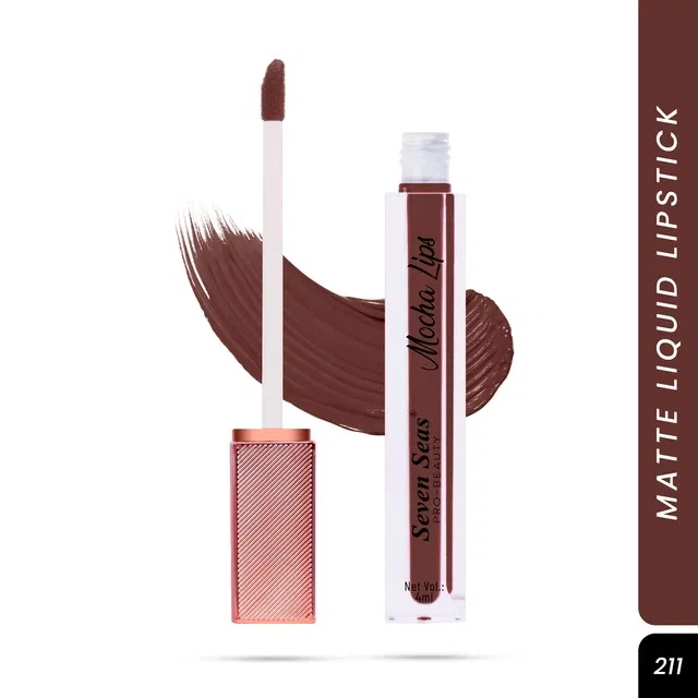 Seven Seas Liquid Lipstick for Women, Brown (4ml)