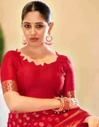 Silk Woven Design Saree for Women, Red 