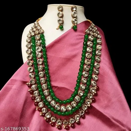 Alloy Jewellery Set for Women & Girls, Green