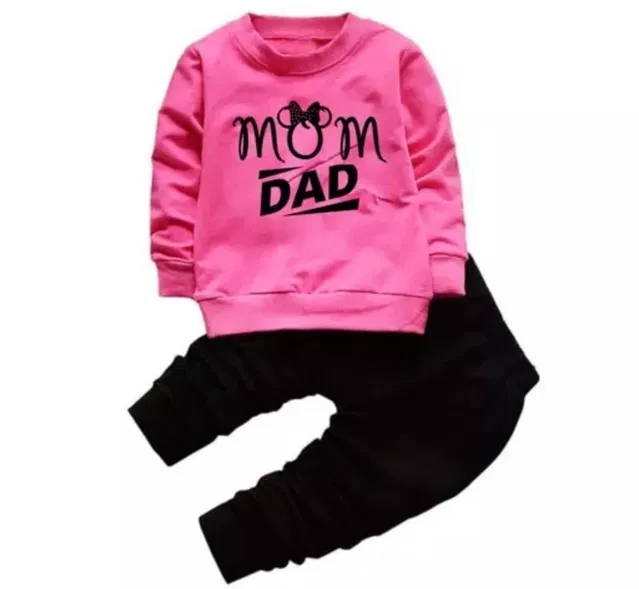 Hosiery Clothing Set for Kids (Pink & Black, 0-3 Months)