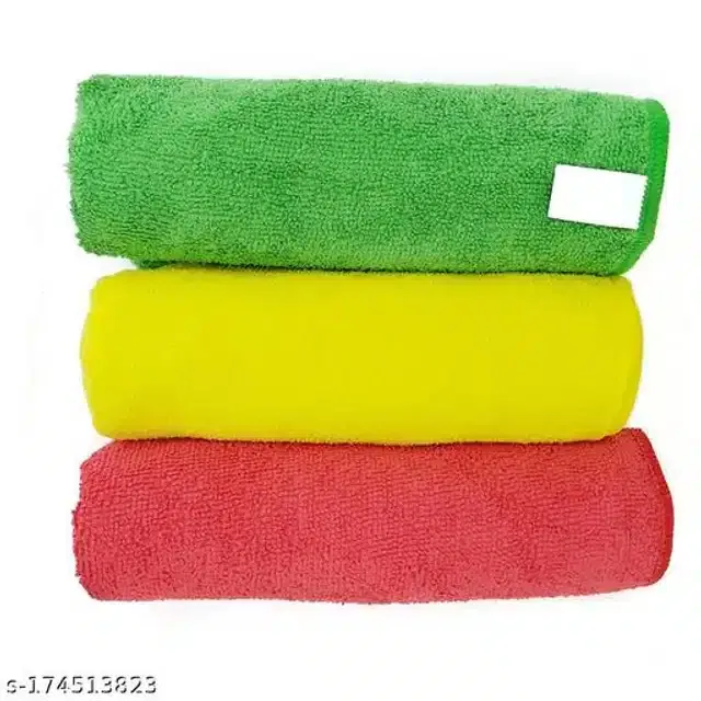 Microfiber Bath Towel (Multicolor, 40x40 cm) (Pack of 3)