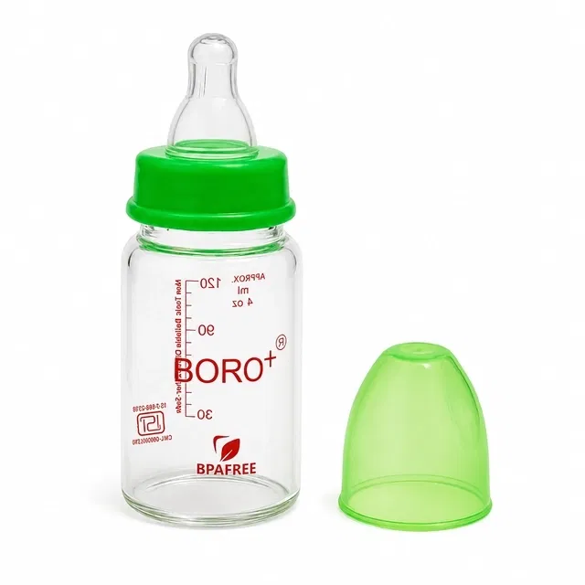 Kids Glass Milk Bottle-120 ml, Borosilicate Glass Milk Bottle for Kids(120ml) including Nipple