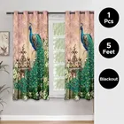 Peacock Designed Digital Printed Window Curtain 5ft Combo 