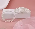 Silver Plated Alloy Bangles for Women, Silver, Pack of 4 