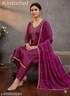 Chanderi Cotton Punjabi/All Over Suits Semi-Stitched Suits 