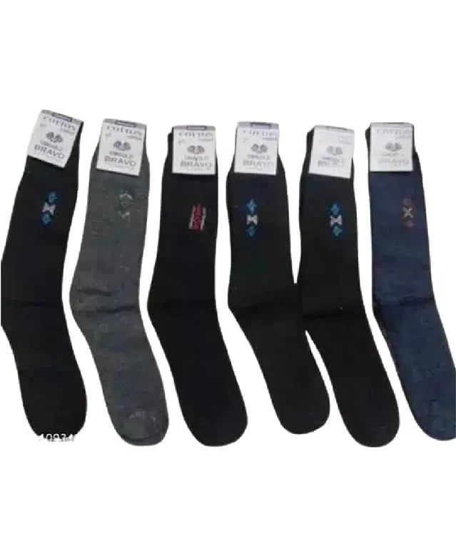 Cotton Blend Socks for Unisex (Multicolor, Pack of 6)