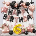 6th Happy Birthday Balloon Decoration Kit ,Rose Gold & Black Set Of 1