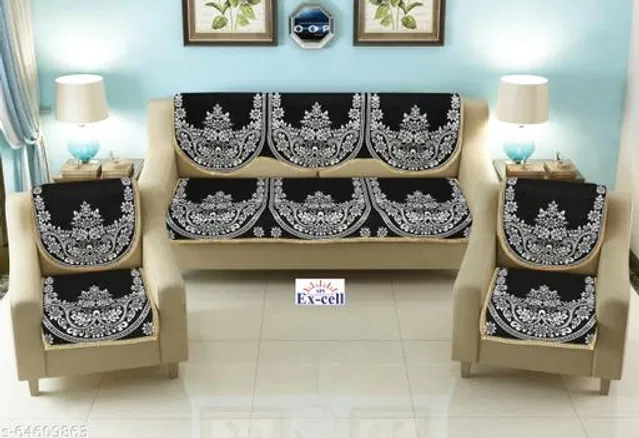 Polycotton 5 Seater Sofa Covers (Black, Set of 1)