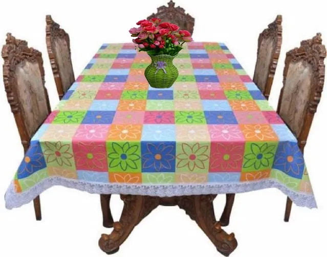 PVC Printed 4 Seaters Table Cover (Multicolor, 40x60 inches)