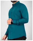 Cotton Blend Solid Shirt for Men, R.Blue 