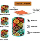 PVC Printed Fridge Top Cover with 3 Pcs Shelf Mats & Handle Cover 