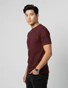 Polyester Round Neck T-shirt for Men, Maroon 