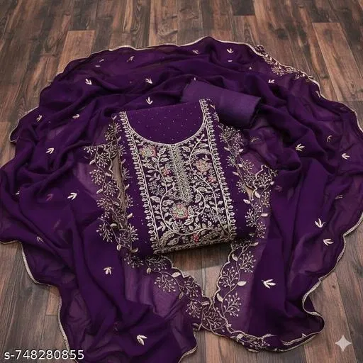 Georgette Punjabi/All Over Suits Semi-Stitched Suits (Multicolor, 6.65 meter for Women (XXL)