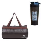 PU Leather Gym Bag with Shaker Bottle (400 ml) for Men & Women (Multicolor, Set of 1)