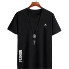 Round Neck Logo T-Shirt for Men (Black, M)