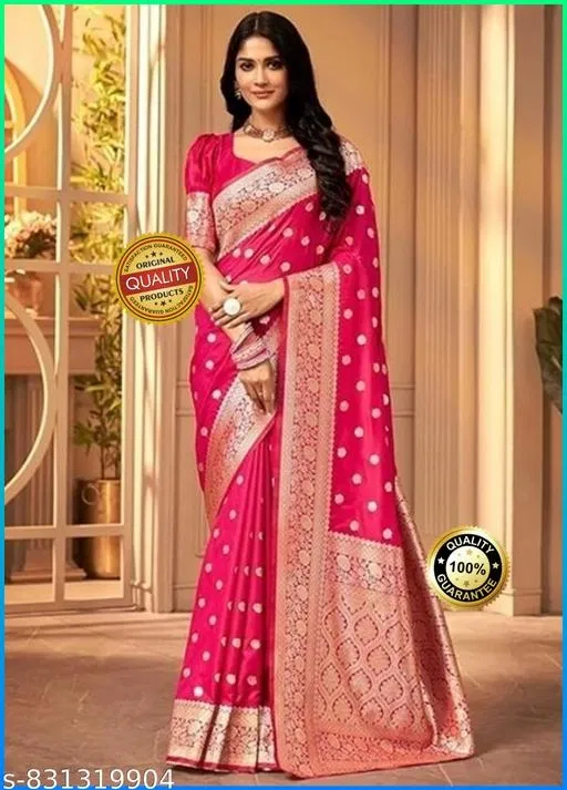 Kanjeevaram Zari Woven Saree for Women (Pink, Free Size)
