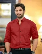 Cotton Blend Solid Shirt for Men, Red 