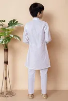 Cotton Embellished Kurta with Payjama for Boys, White 
