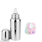 Preetaaru Free Waterproof Baby Bibs 3 Pcs Baby Steel Feeding Bottle 250 Ml
