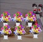 Plastic Artificial Flowers, Multioclor, Pack of 6