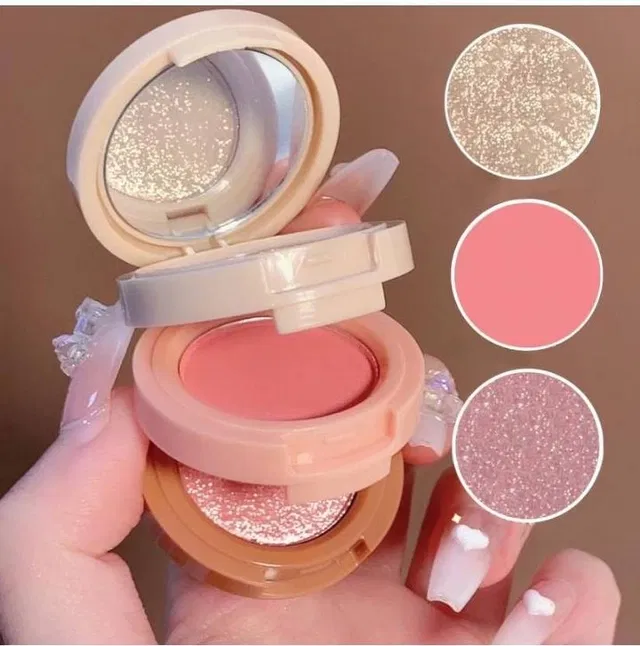 Adya Studio Glow-On-The-Go Palette 3-In-1 Blusher, Highlighter & Compact, Shade 1, Pack Of 1