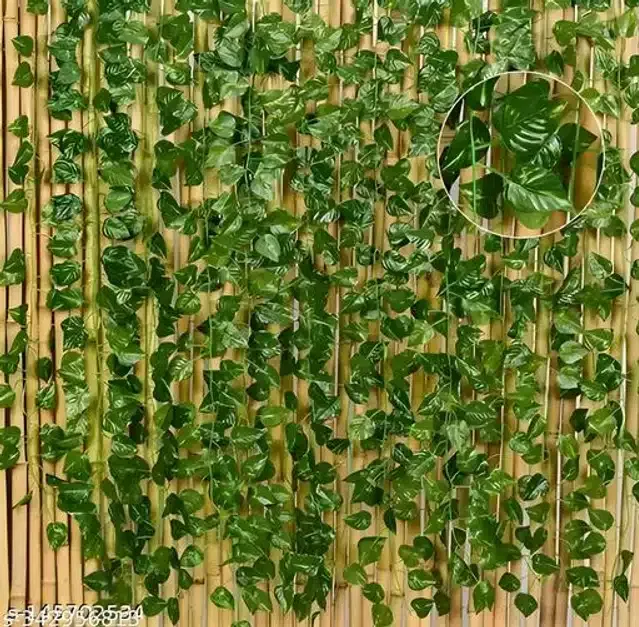 Artificial Hanging Money Plant Leaves Garlands (Green, Pack of 4)