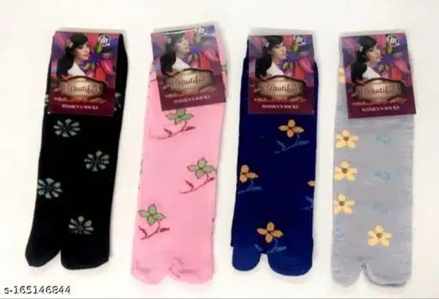 Cotton Blend Socks for Women (Multicolor, Pack of 4)